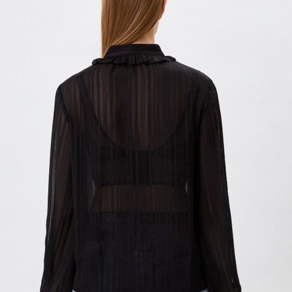 NWT The Kooples Modern Regular Stripes Blouse in Black - Size 2 - US M - EU 38 - Picture 3 of 9